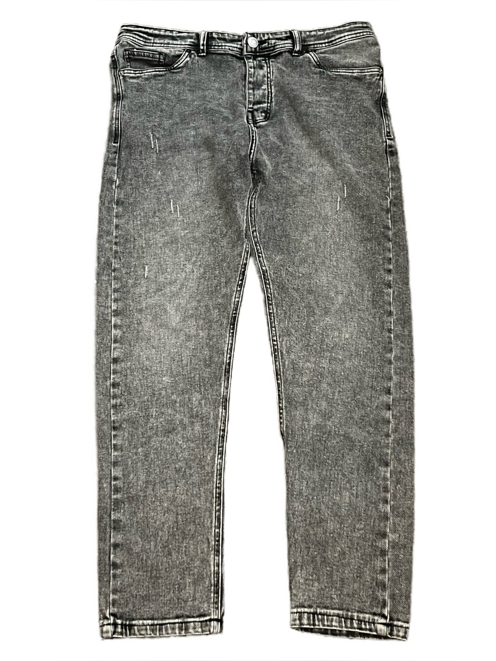 Vintage Vigor Jeans Gray Washed Straight Leg Distressed Denim Size 38